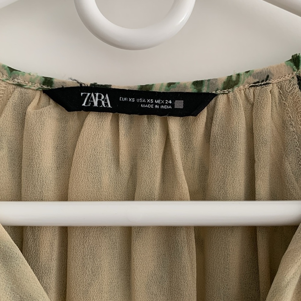 Zara Green Printed Dress Size XS - Picture 3 of 7